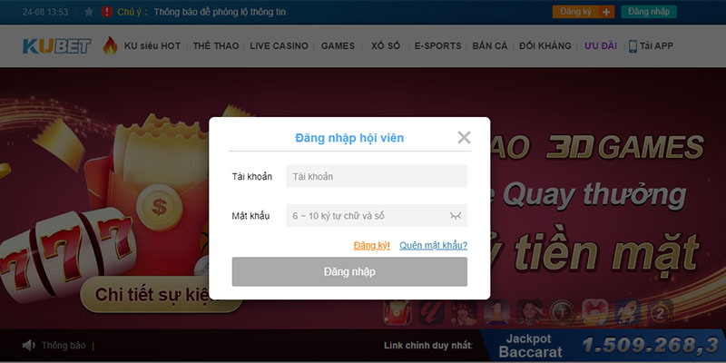 Quy trình đăng nhập tài khoản thành viên tại nhà cái Kubet